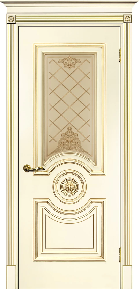 Фото Межкомнатная дверь Смальта 18 Слоновая кость ral 1013патина золото