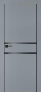 Межкомнатная дверь PX-18 черная кромка с 4-х ст. Серый матовый